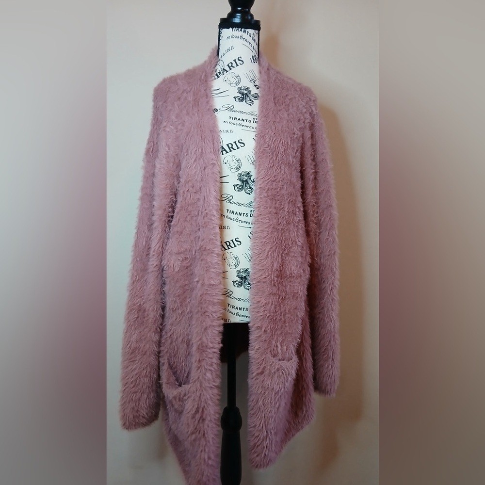 Free People Fuzzy Pink Cardigan - Picture 2 of 10